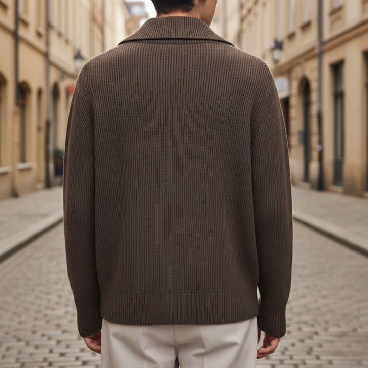 Men's Striped Mixed Material Cardigan