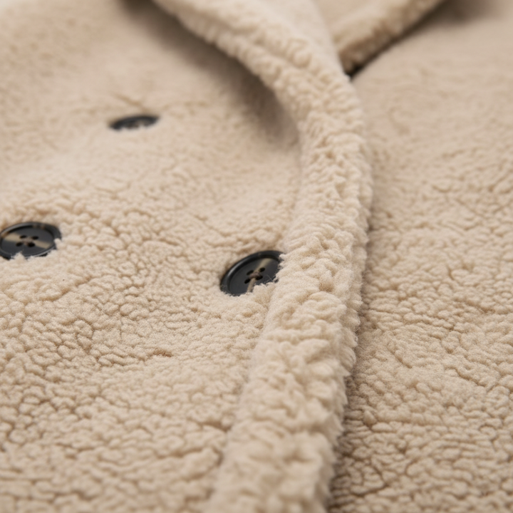 Lungo cappotto teddy da donna in materiale di qualità