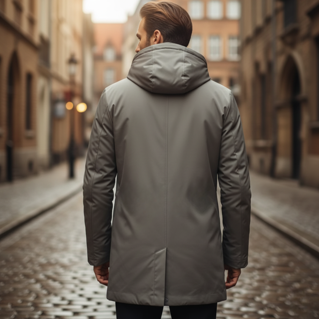 Men's Winter Parka Jacket Mixed Fabric with Hood