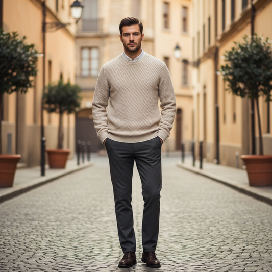 Men's Crew Neck Pullover Melange Pattern