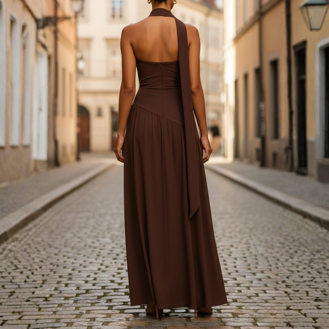 Women's Strapless Evening Dress with Slit