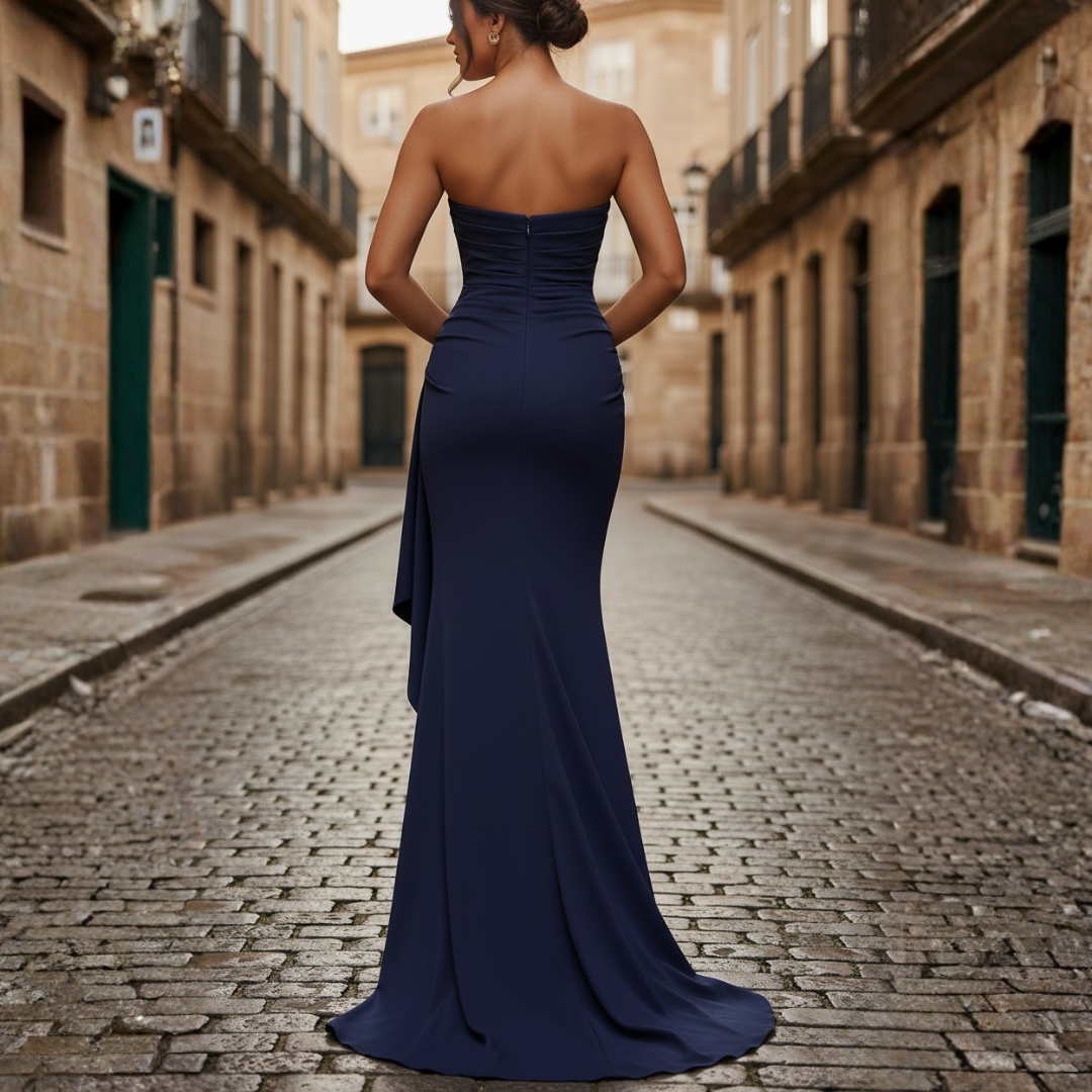 Long Strapless Women's Dress in Fine Fabric