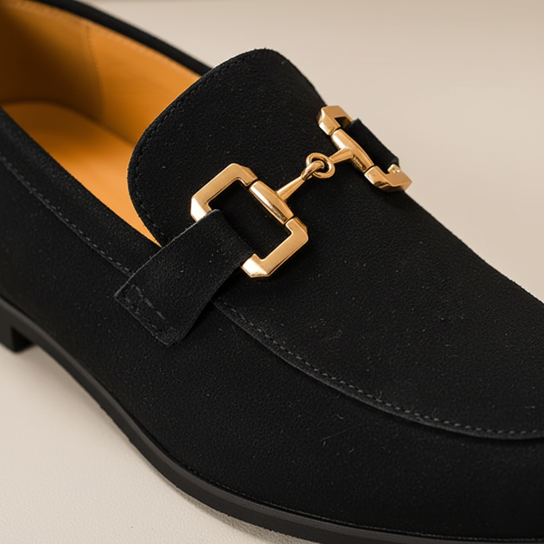 Men's Slip-On Fabric Shoes with Golden Details