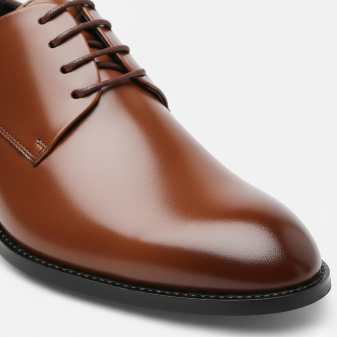 Men's Derby Shoes in Black and Brown Synthetic Leather