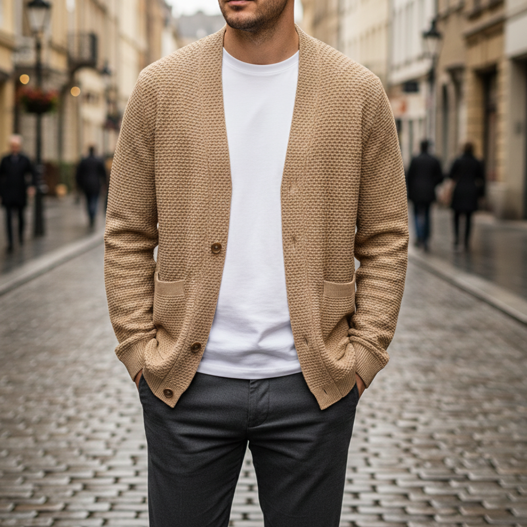 Men's V-Neck Multicolor Cardigan Regular Fit