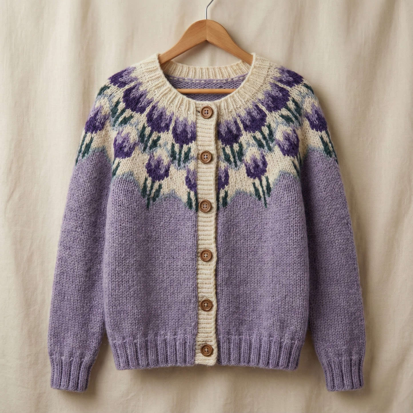 Women's Purple Floral Jacquard Cardigan