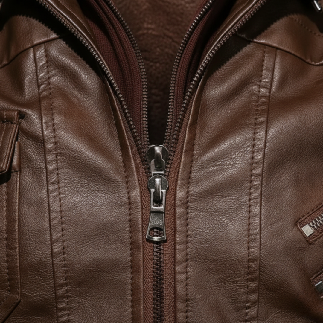Men's Synthetic Leather Jacket with Hood