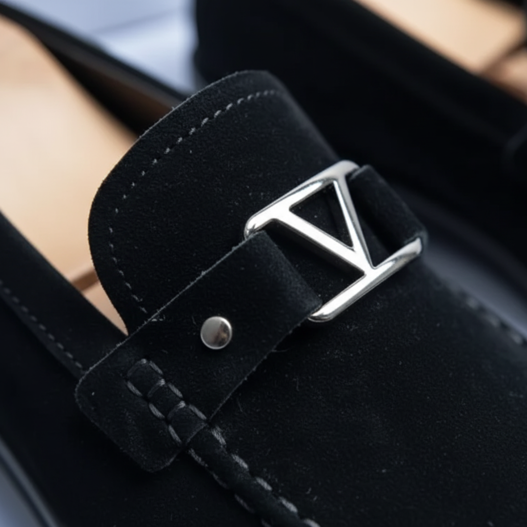 Men's Loafers with Metal Buckle