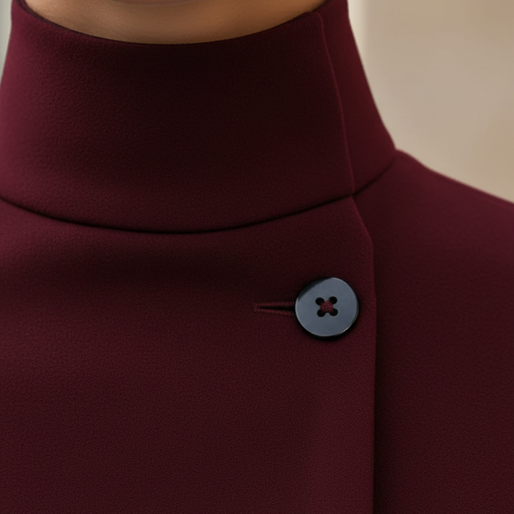 Cappotto da donna con collo alto e cintura