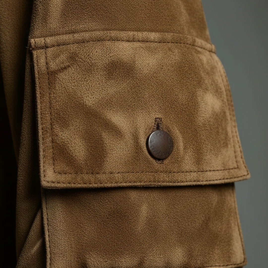 Oversized Mini Dress for Women in Suede with High Collar and Lantern Sleeves