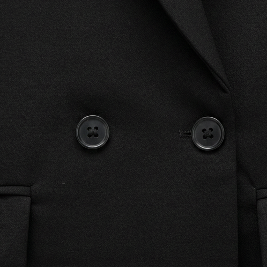 Women's Double-Breasted Blazer with Notch Lapels and Long Sleeves