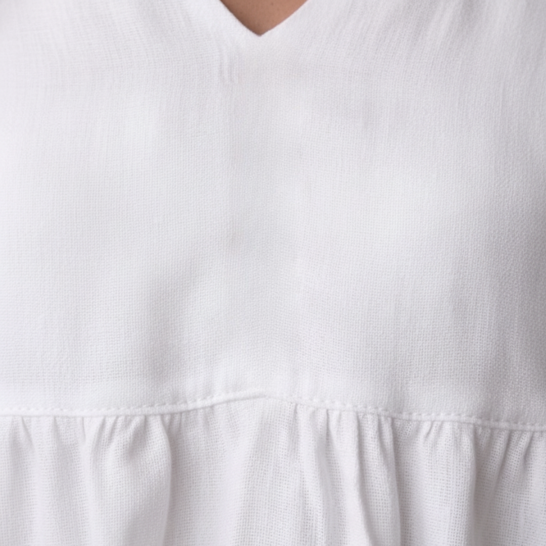 Maxi Dress for Women with V-Neck, Puff Sleeves, Side Pockets, Loose Fit