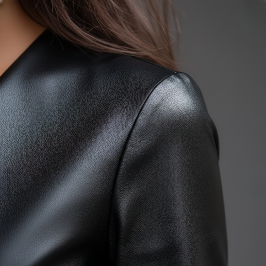 Women's Black Synthetic Dress with V-Neck