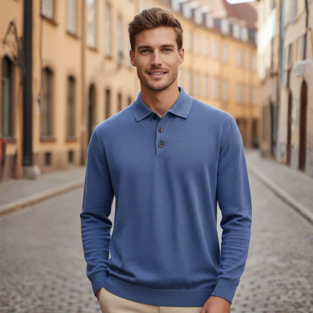 Men's Long Sleeve Polo Shirt in High-Quality Material
