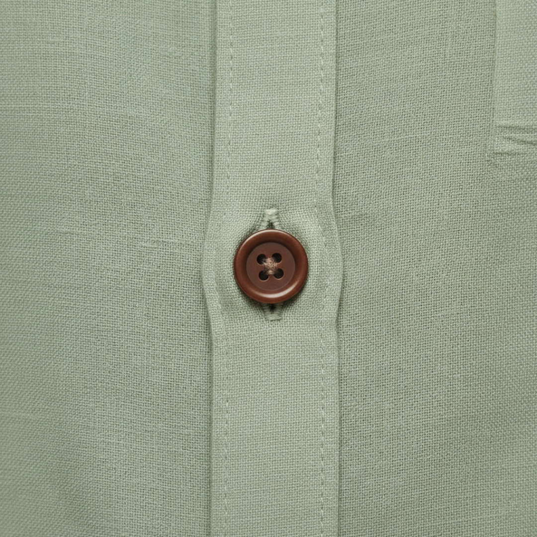 Men's Linen Short Sleeve Slim Fit Korean Collar Shirt