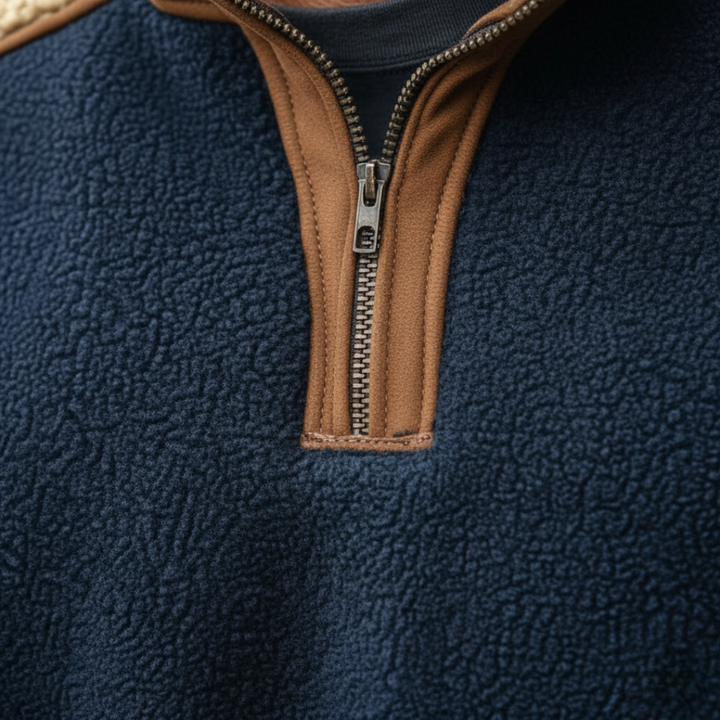 Men's Half Zip Fleece in Mixed Fabric
