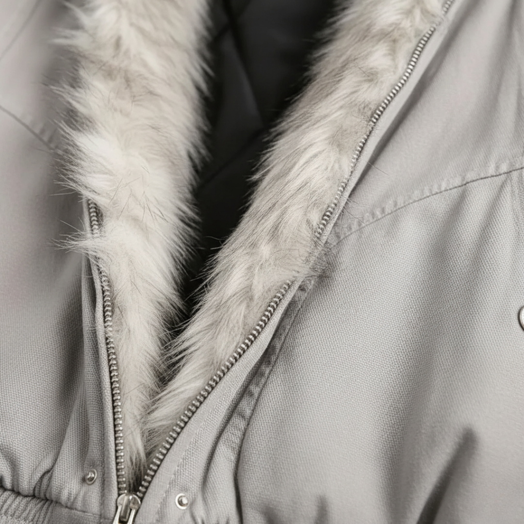 Women's Bomber Jacket with Hood in Fabric