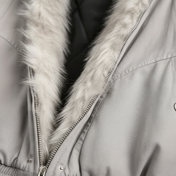 Women's Bomber Jacket with Hood in Fabric