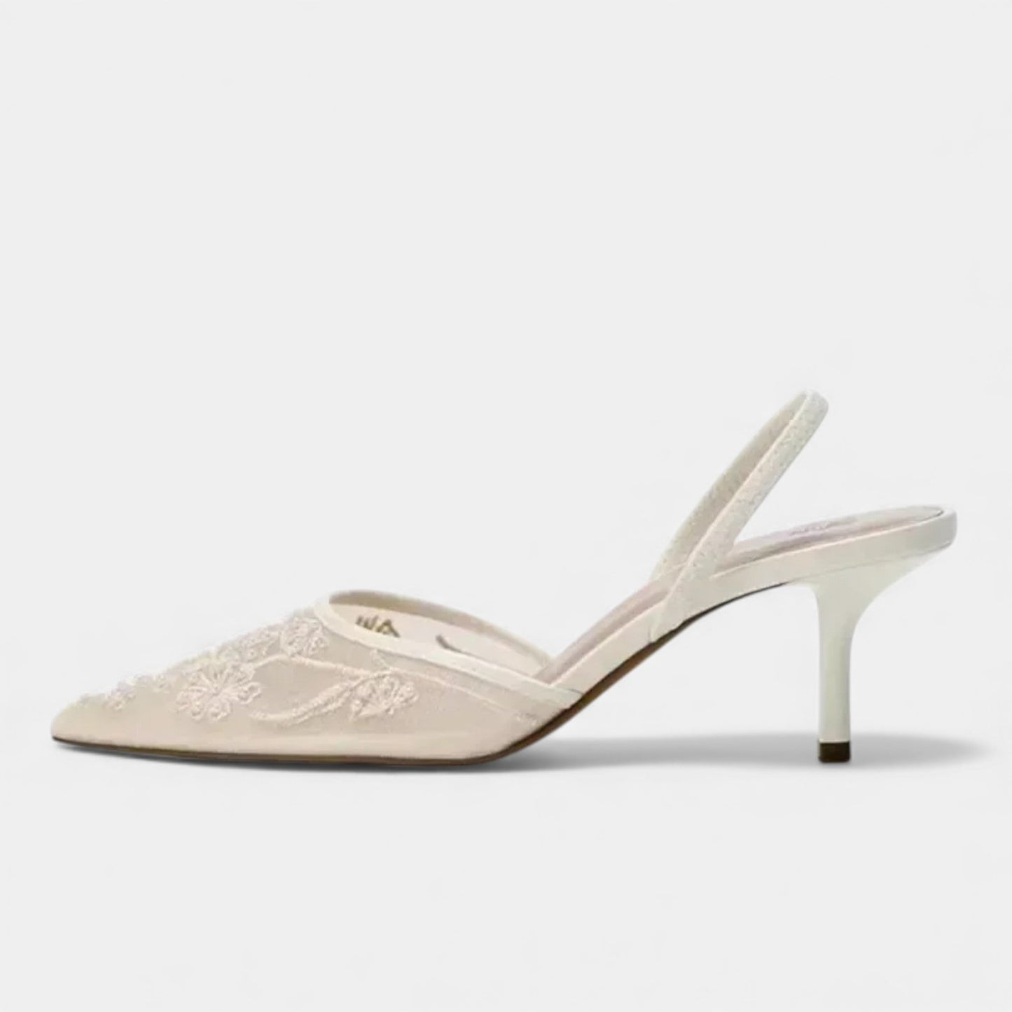 Women's Embroidered Mesh Pointed Toe Slip-On Stiletto Heels