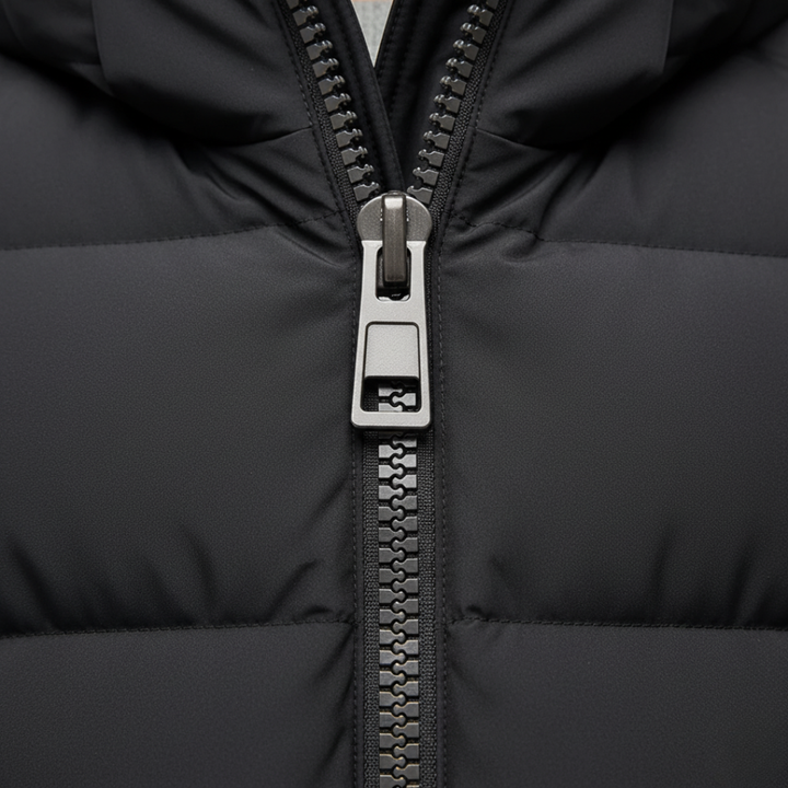 Men's Black Synthetic Material Puffer Jacket