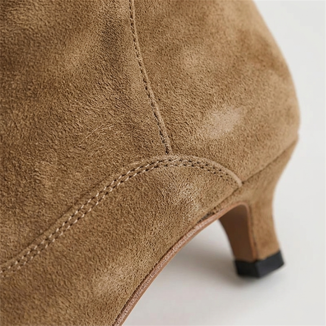 High Women's Pointed Toe Boots with Low Heel