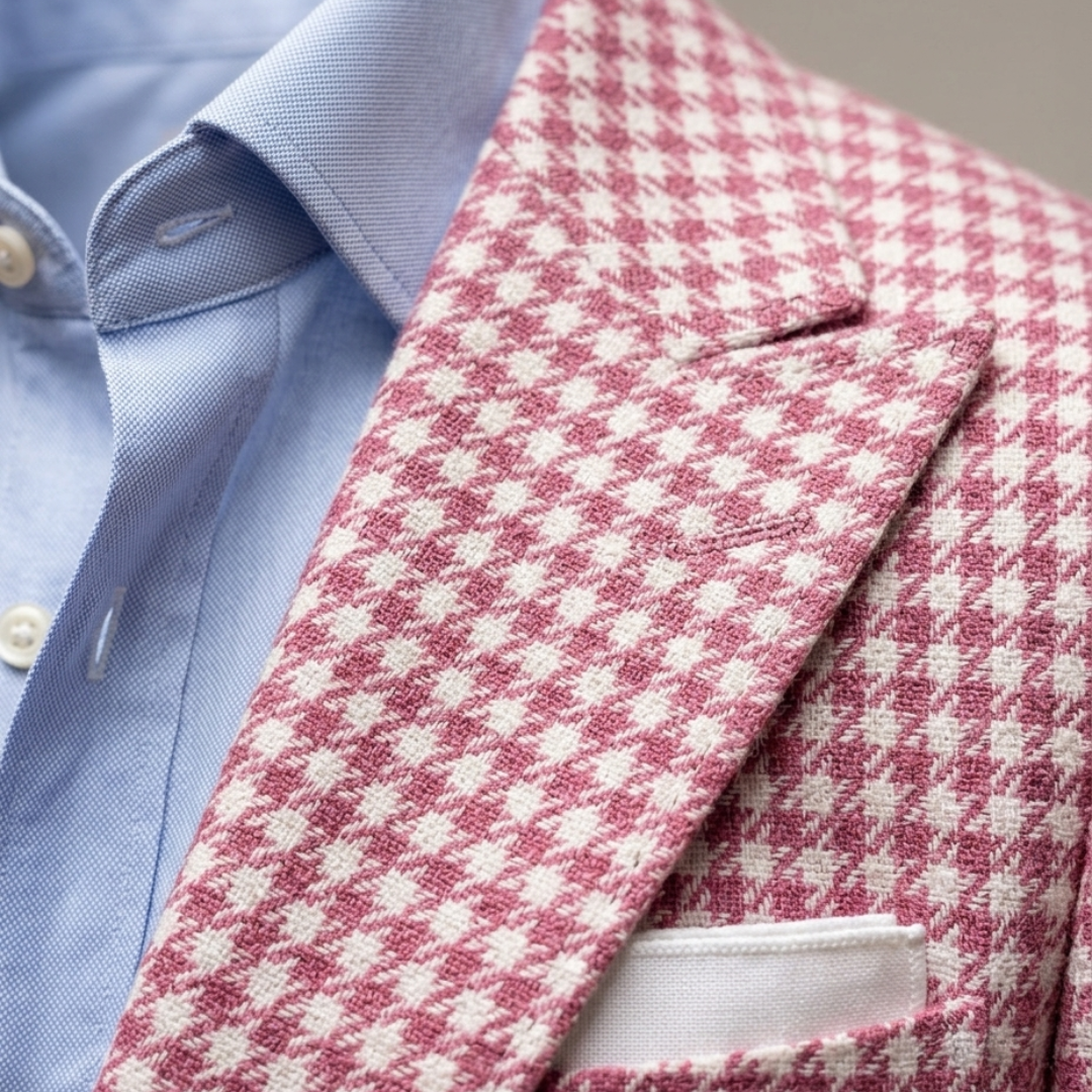 Men's Houndstooth Blazer Jacket Slim Fit Autumn