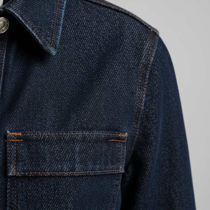 Completo da donna con giacca e pantaloni in denim indaco