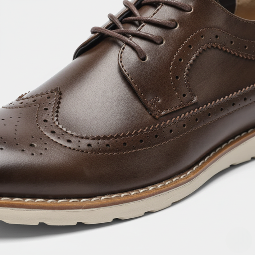 Men's Synthetic Leather Shoes in Black, Blue, Brown with White Sole