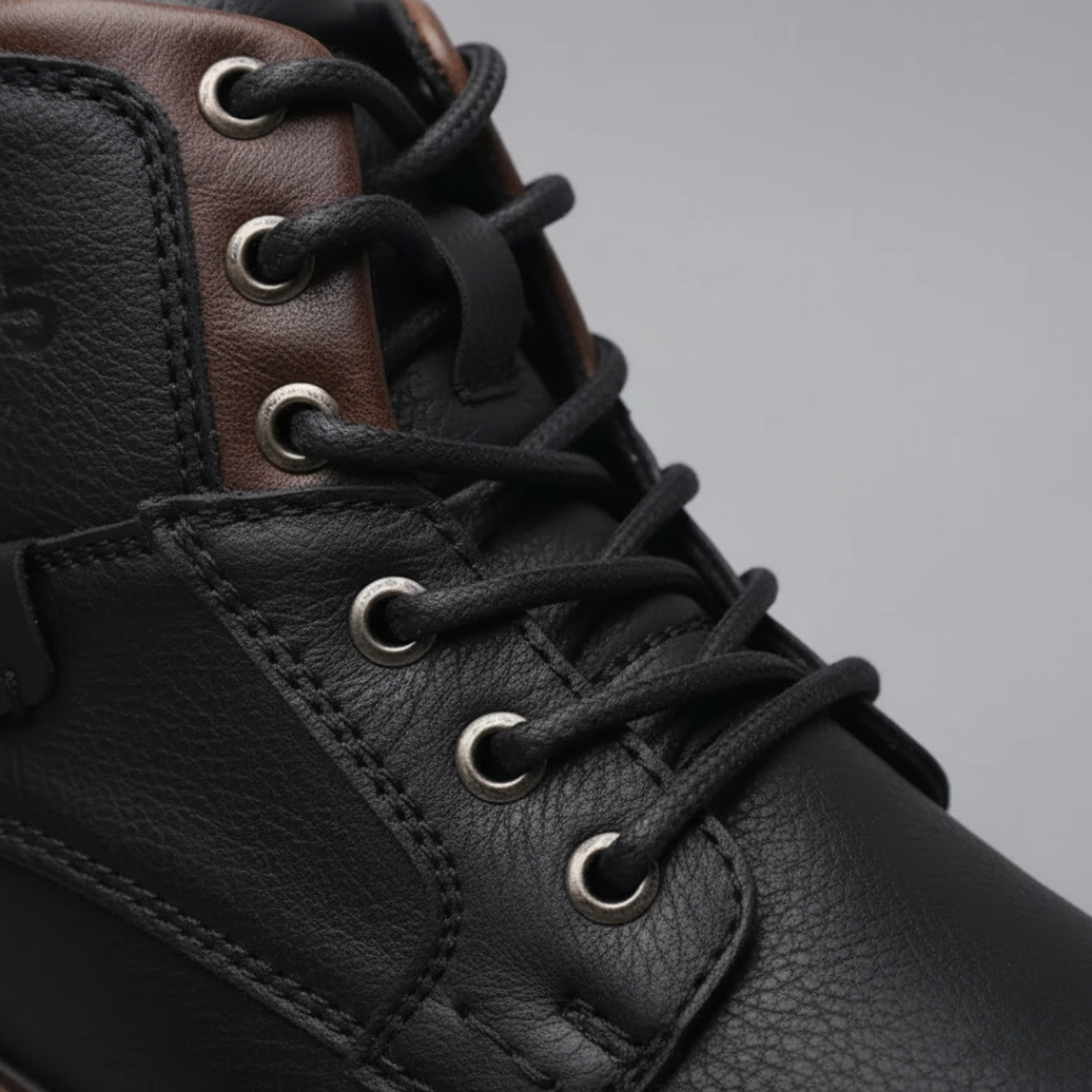 Men's Faux Leather Ankle Boots with Zip and Laces