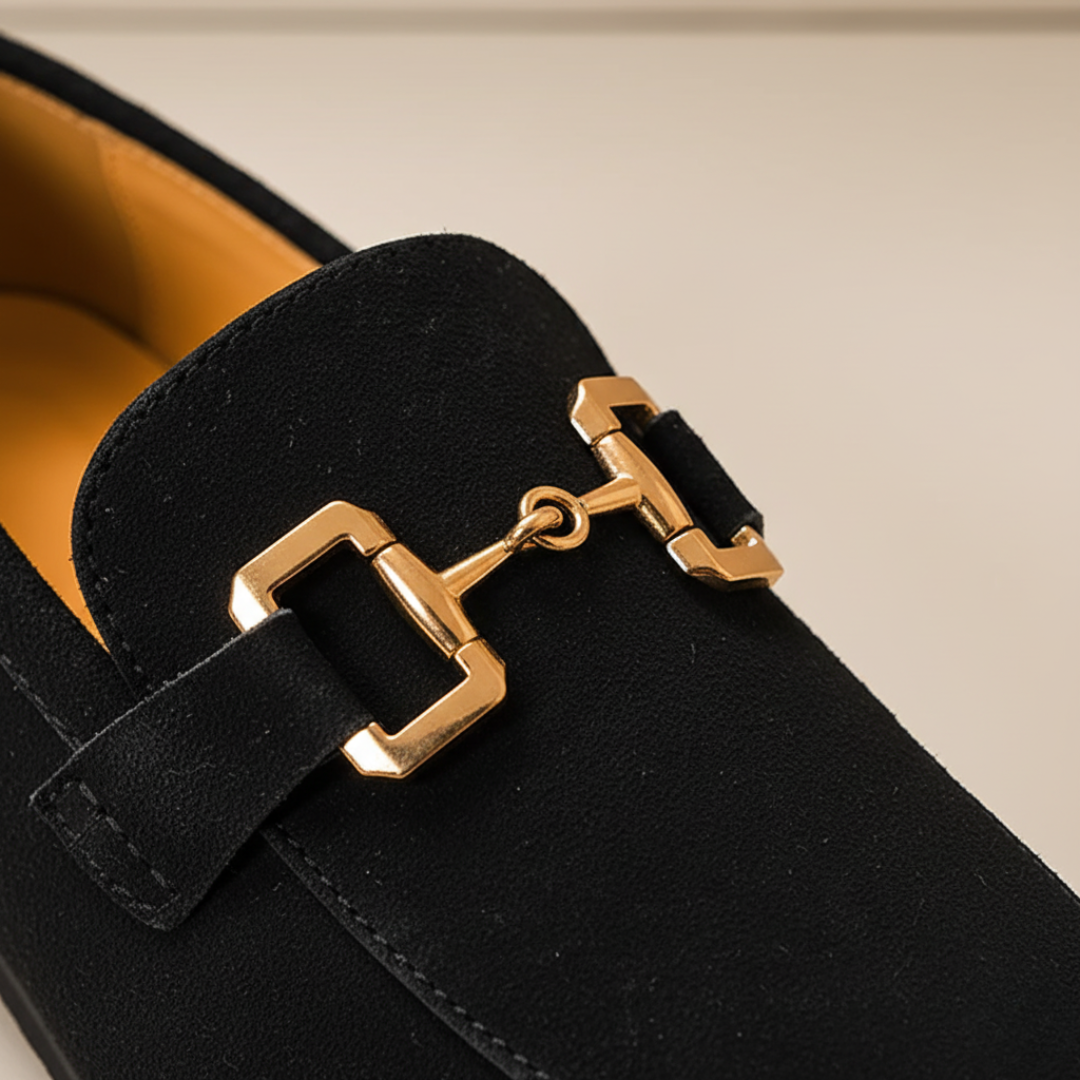 Men's Slip-On Fabric Shoes with Golden Details