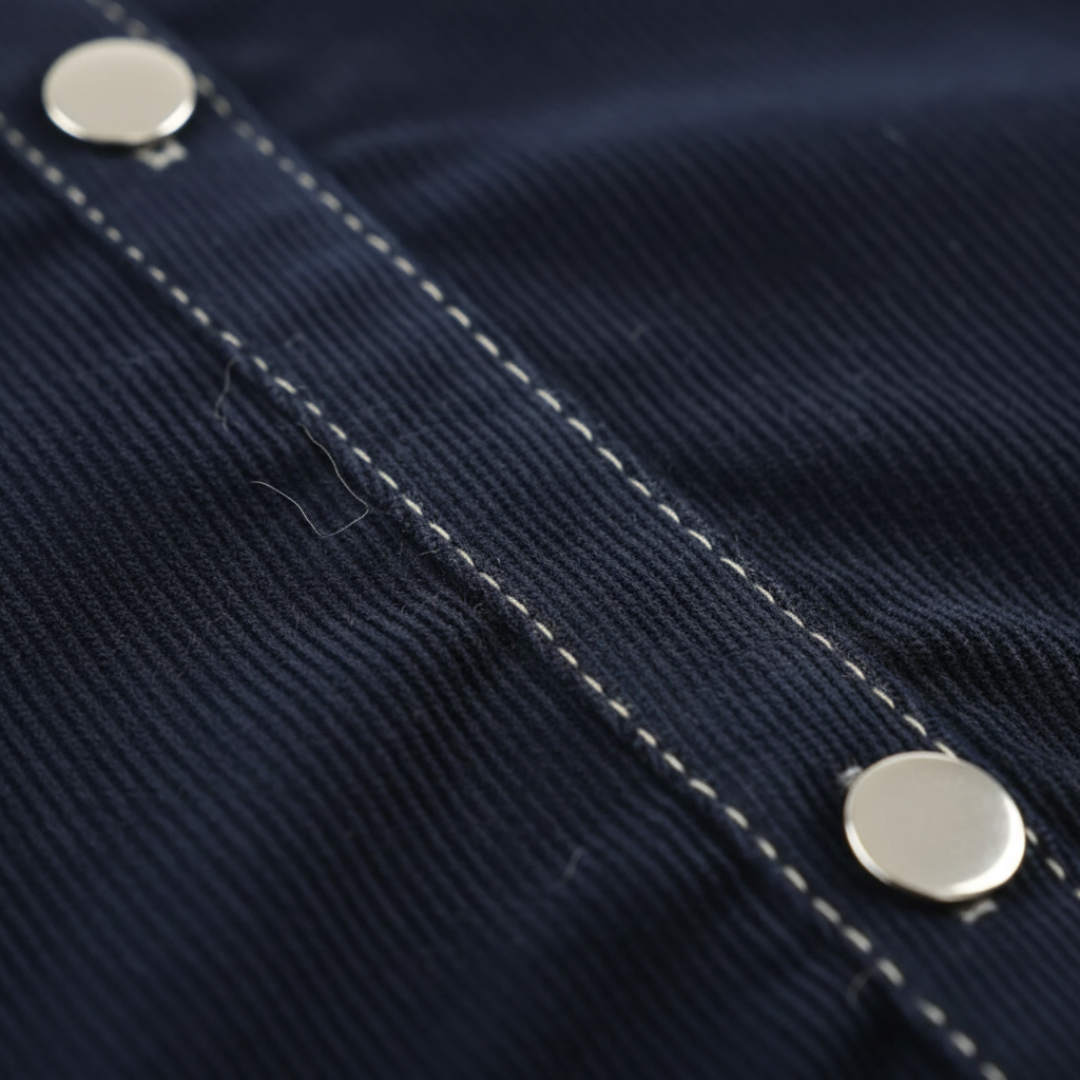Midi Dress with Front Buttons and Applied Pockets
