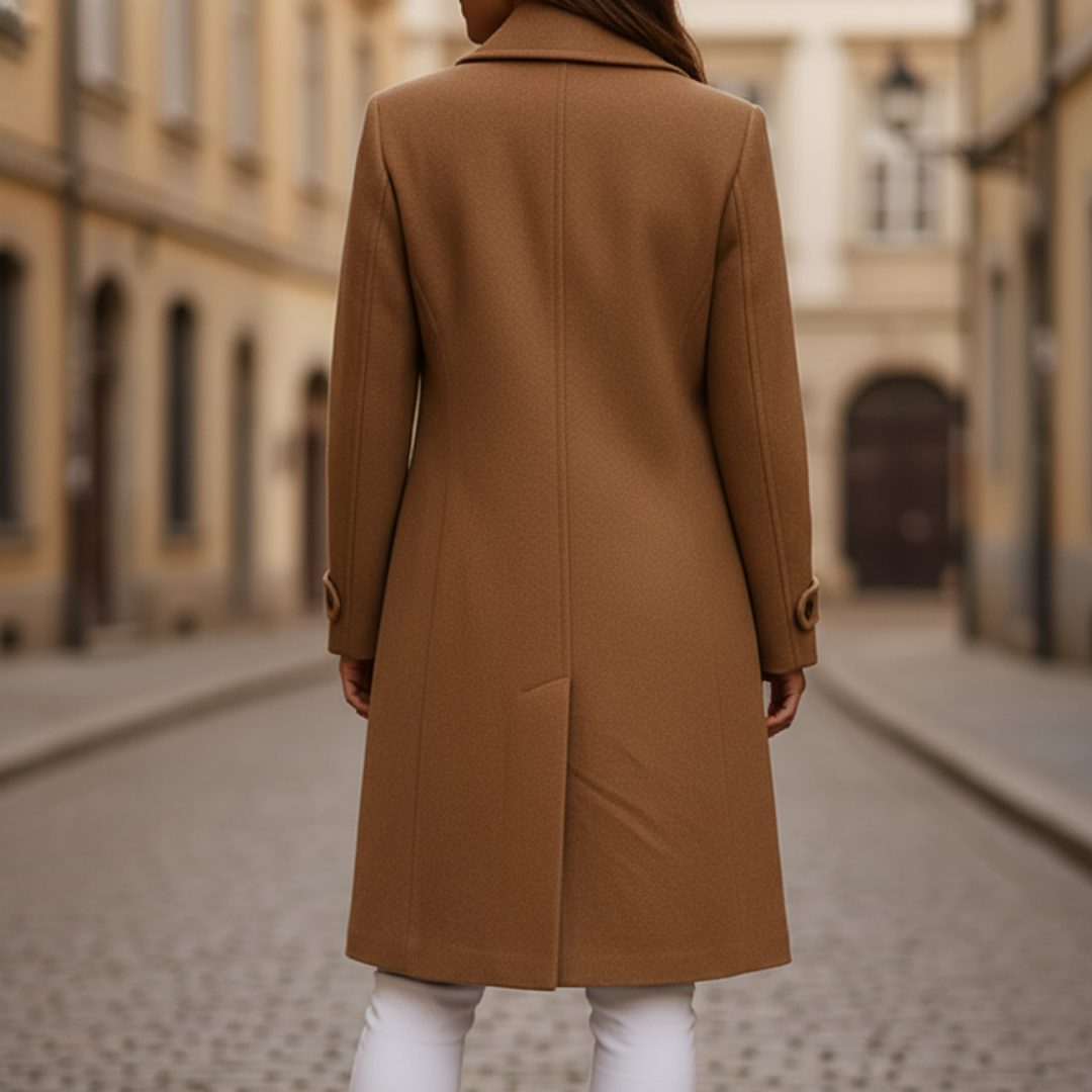 Women's Double-Breasted Coat in Structured Fabric