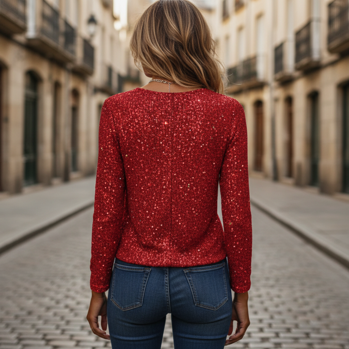 Women's Glitter V-Neck Sweater