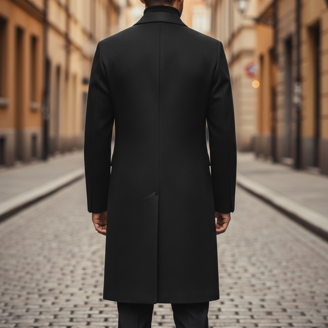 Men's Long Double-Breasted Trench Coat