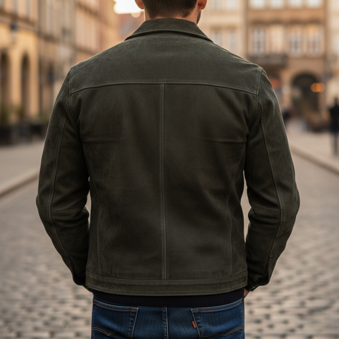 Men's Synthetic Leather Jacket with Zipper