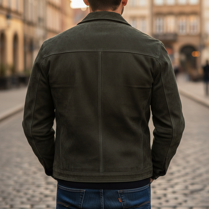 Men's Synthetic Leather Jacket with Zipper