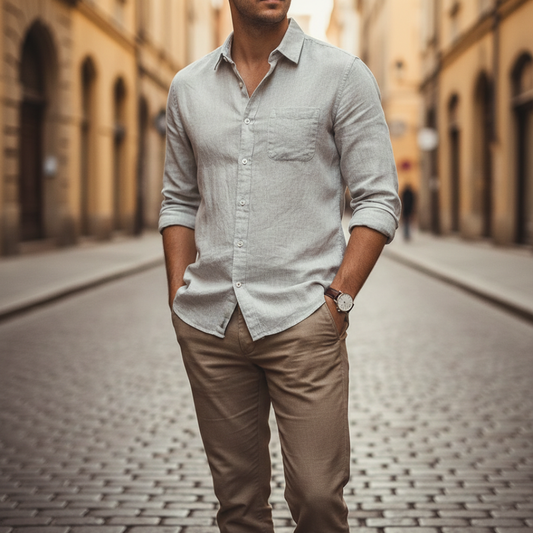 Men's Short Sleeve Slim Fit Linen Polo