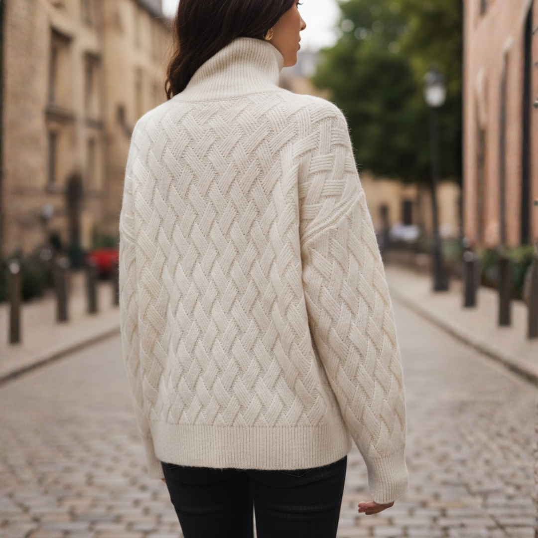 Women's High Neck Cable Knit Winter Sweater
