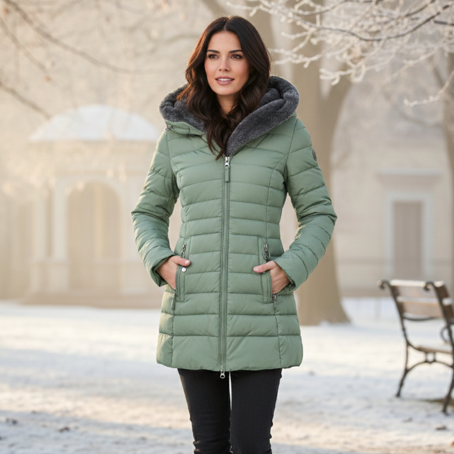 Women's Winter Puffer Jacket with Hood