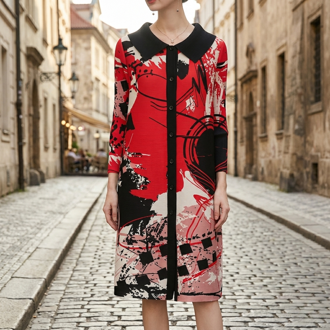 Long Draped Dress for Women with Long Sleeves