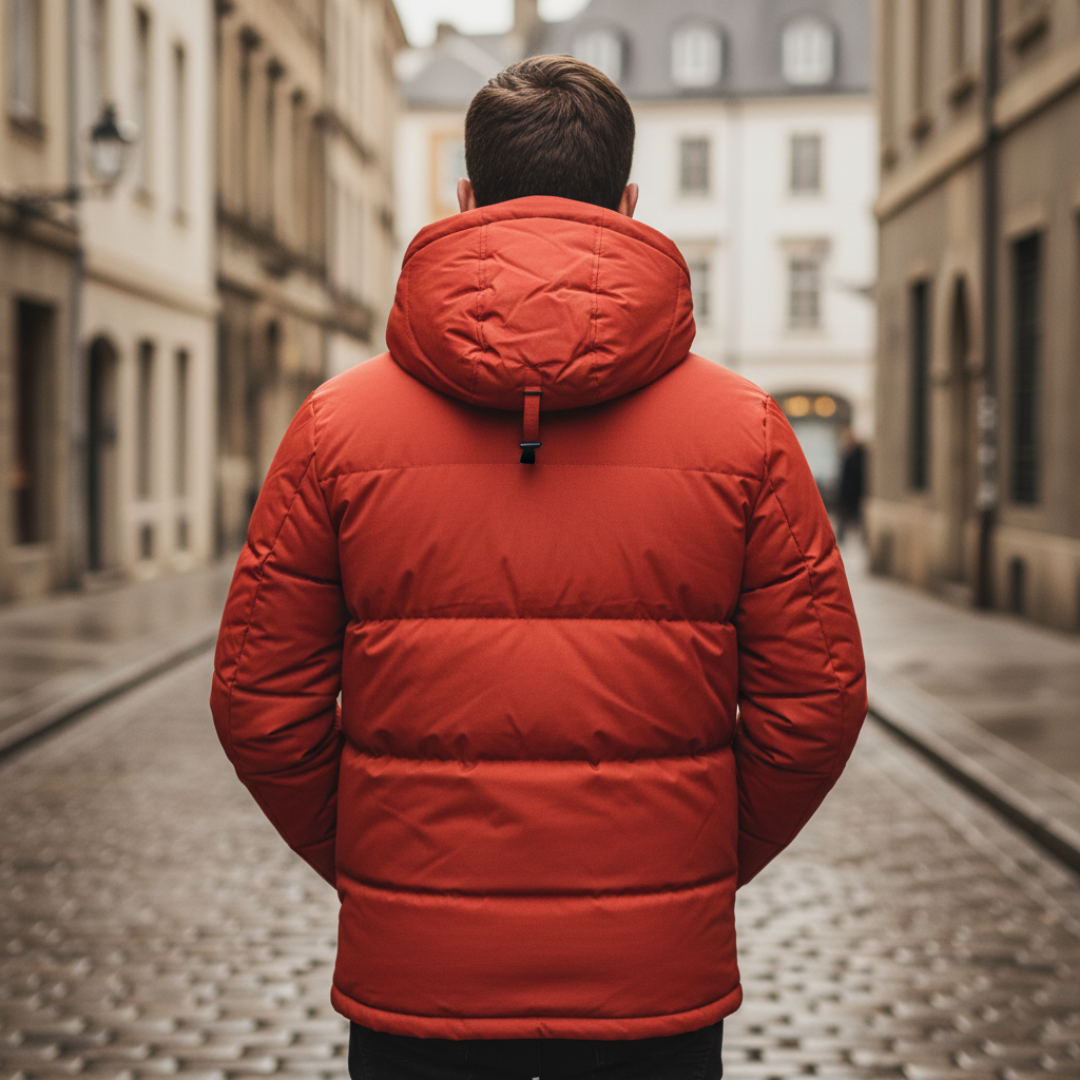 Men's Winter Down Jacket with Hood and Zipper
