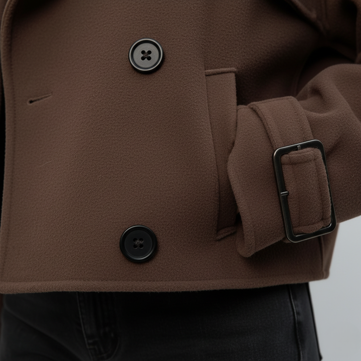 Brown Double-Breasted Women's Jacket