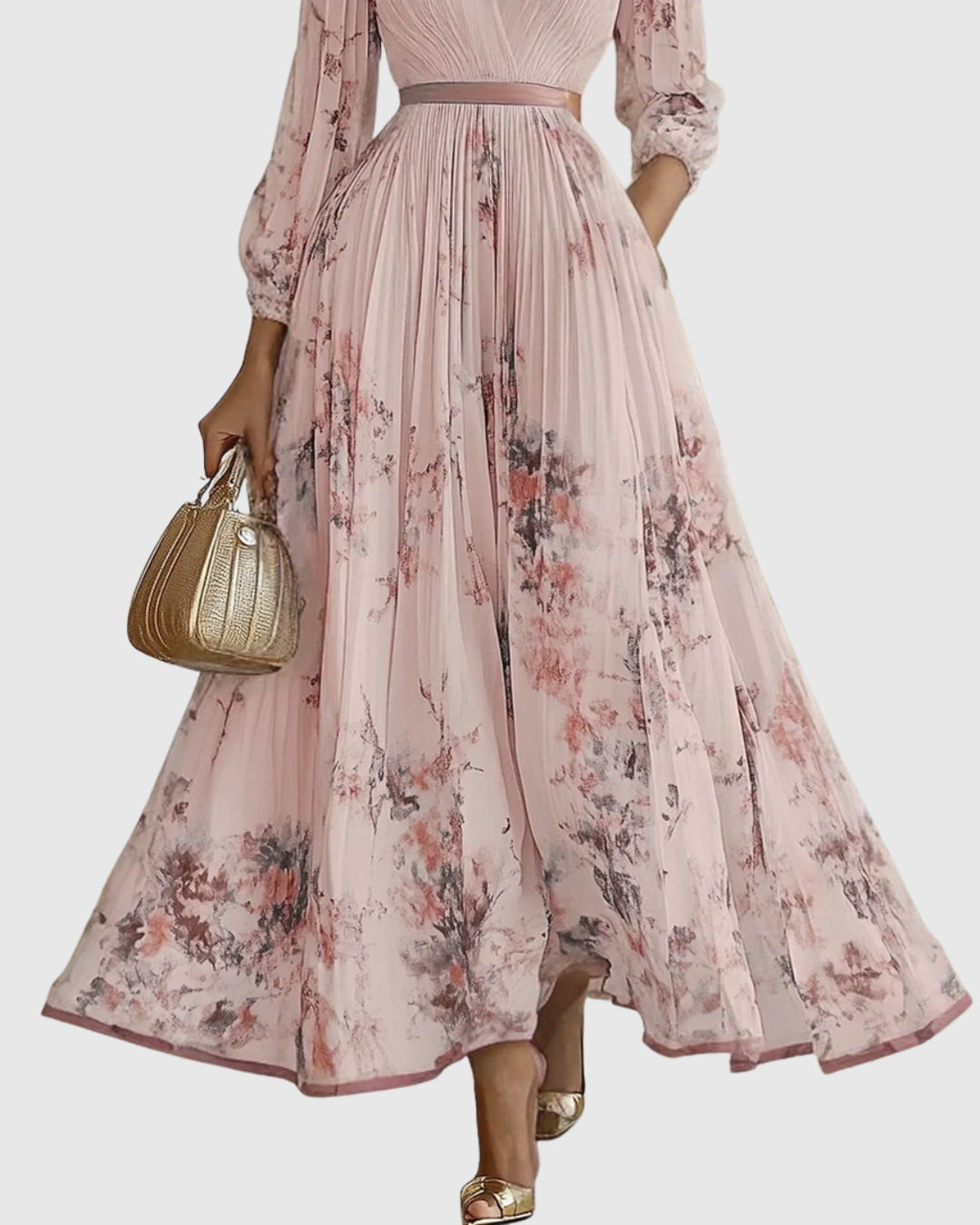 Elegant Pleated Satin Maxi Dress for Women