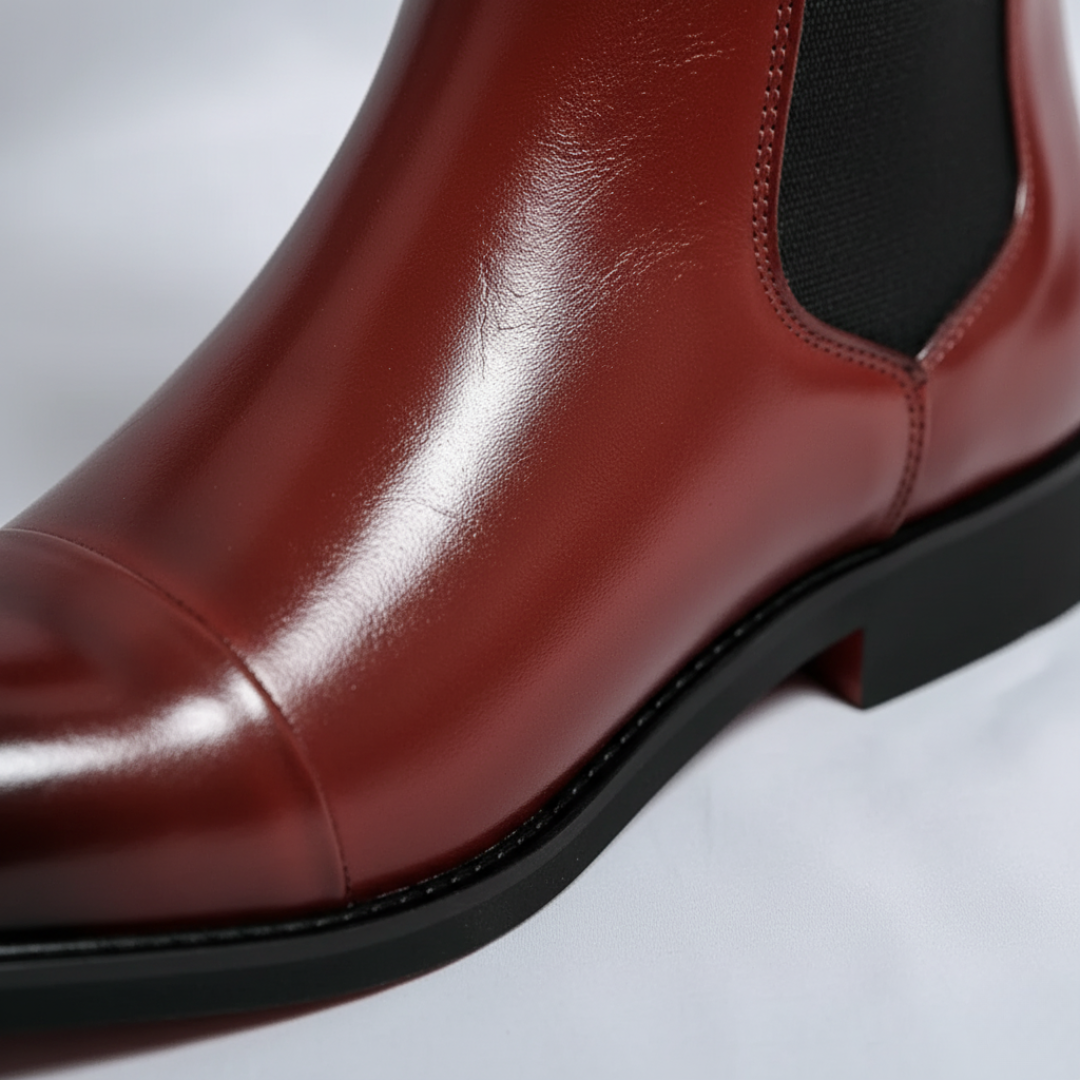 Men's Brown Synthetic Leather Chelsea Boots with Elastic