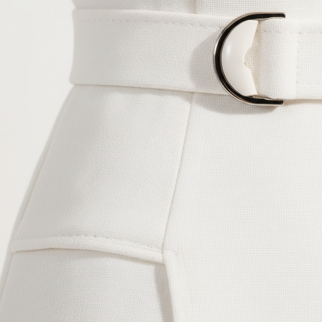 White A-Line Midi Dress for Women
