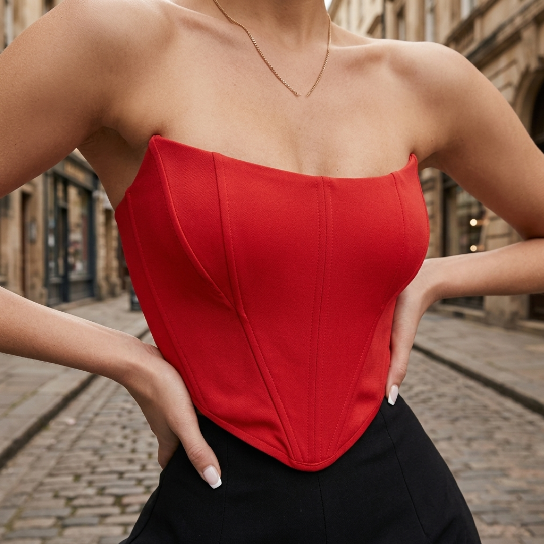 Top Corset Crop Sleeveless Boat Neck Women