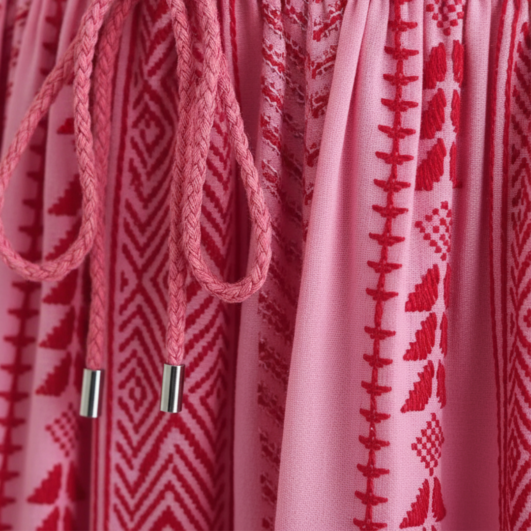 Women's Pink Maxi Dress with Thin Straps