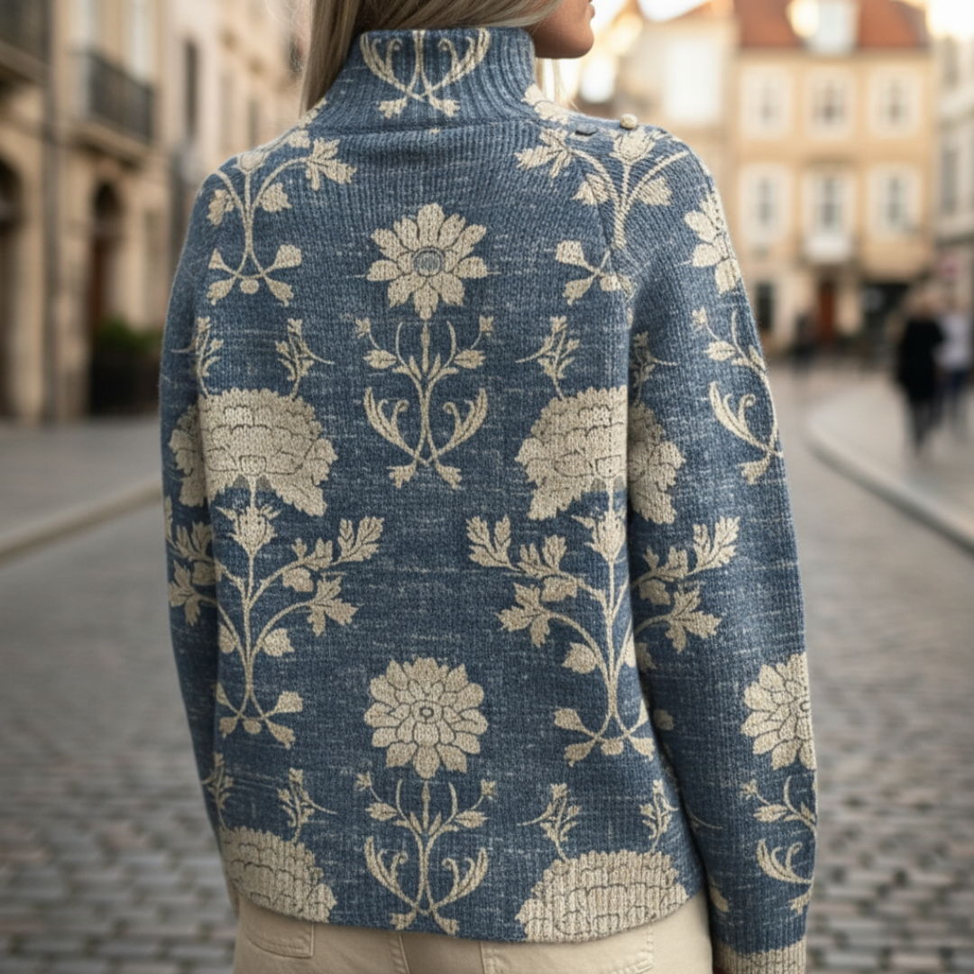 Women's High Neck Multicolored Sweater