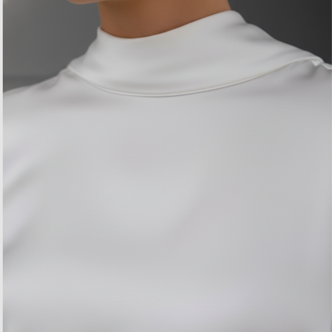Women's Long Sleeve Blouse in High-Quality Material with High Neck