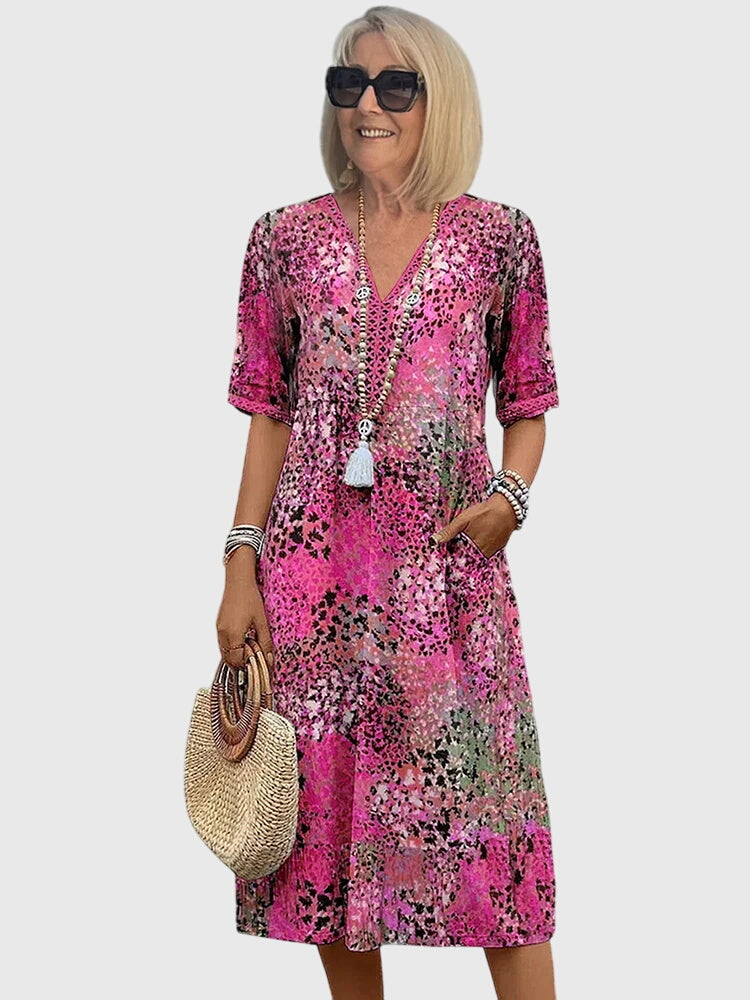 Elegant Floral Midi Dress for Women